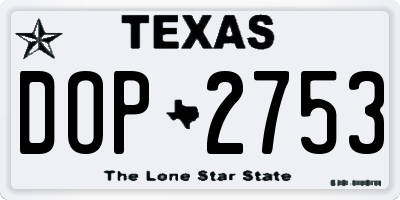 TX license plate DOP2753