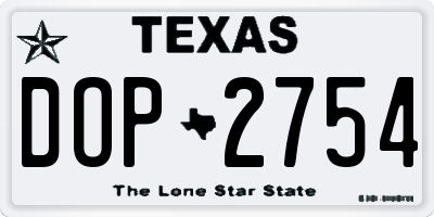 TX license plate DOP2754