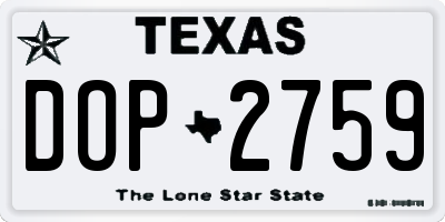 TX license plate DOP2759
