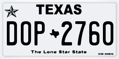 TX license plate DOP2760