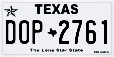 TX license plate DOP2761