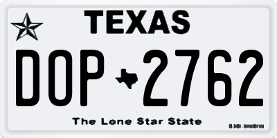 TX license plate DOP2762