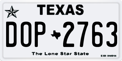 TX license plate DOP2763