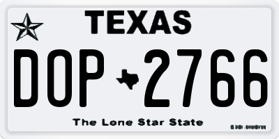 TX license plate DOP2766
