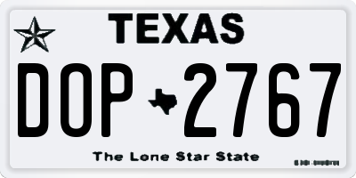 TX license plate DOP2767
