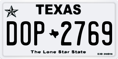 TX license plate DOP2769