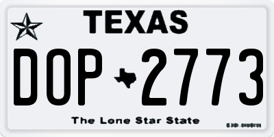 TX license plate DOP2773