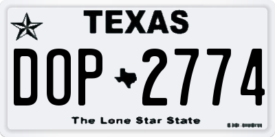 TX license plate DOP2774