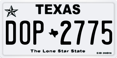 TX license plate DOP2775
