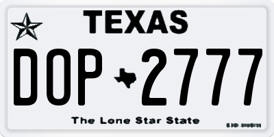 TX license plate DOP2777