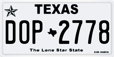 TX license plate DOP2778