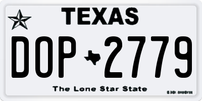 TX license plate DOP2779