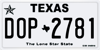 TX license plate DOP2781