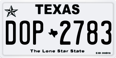 TX license plate DOP2783