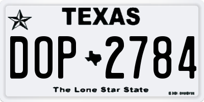 TX license plate DOP2784