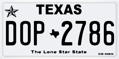 TX license plate DOP2786