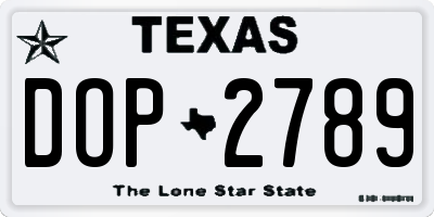 TX license plate DOP2789