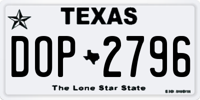 TX license plate DOP2796