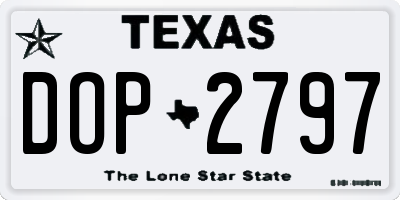 TX license plate DOP2797