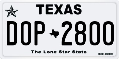 TX license plate DOP2800
