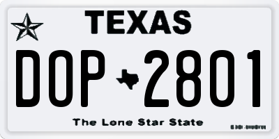 TX license plate DOP2801
