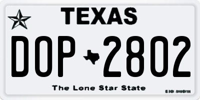 TX license plate DOP2802