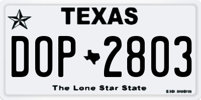 TX license plate DOP2803