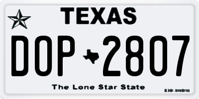 TX license plate DOP2807