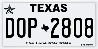 TX license plate DOP2808