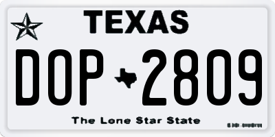 TX license plate DOP2809