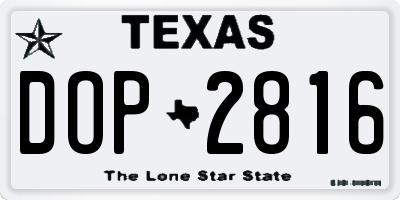 TX license plate DOP2816
