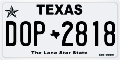 TX license plate DOP2818