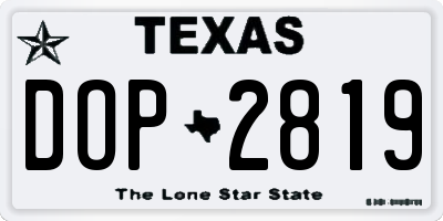 TX license plate DOP2819