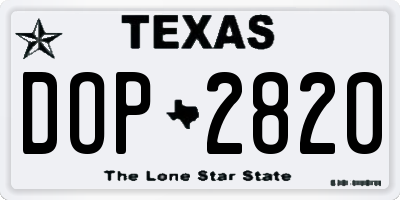 TX license plate DOP2820