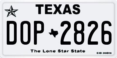 TX license plate DOP2826