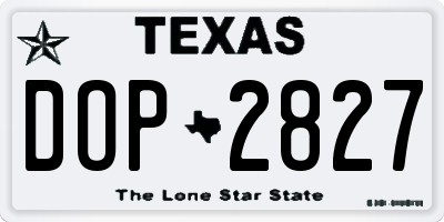TX license plate DOP2827