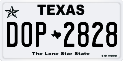 TX license plate DOP2828