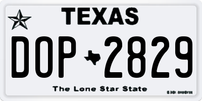 TX license plate DOP2829