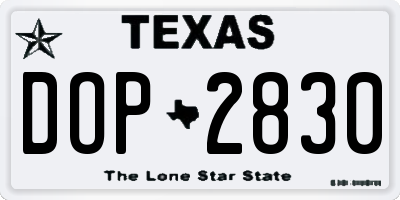TX license plate DOP2830