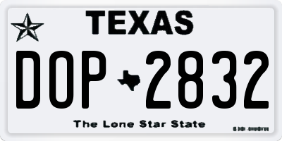 TX license plate DOP2832