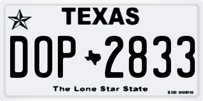 TX license plate DOP2833