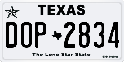 TX license plate DOP2834
