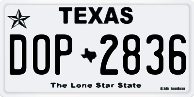 TX license plate DOP2836