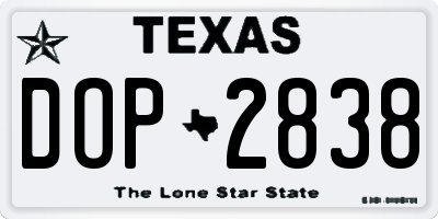 TX license plate DOP2838