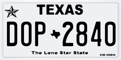 TX license plate DOP2840