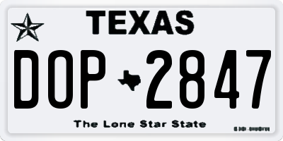 TX license plate DOP2847