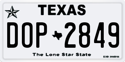 TX license plate DOP2849