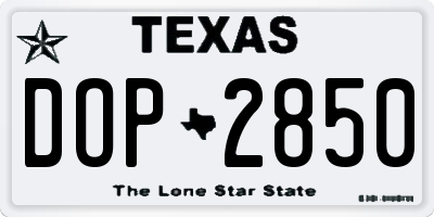 TX license plate DOP2850