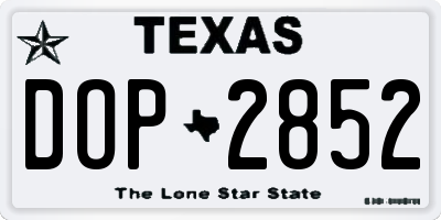 TX license plate DOP2852