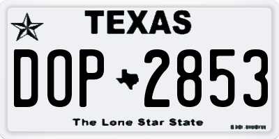 TX license plate DOP2853